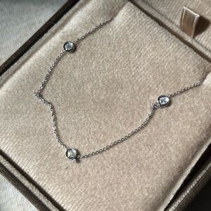 Roberto Coin 18K White Gold Diamonds by the Inch 3 Station Necklace